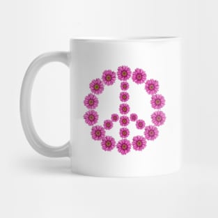 Pink flowers peace symbol Mug